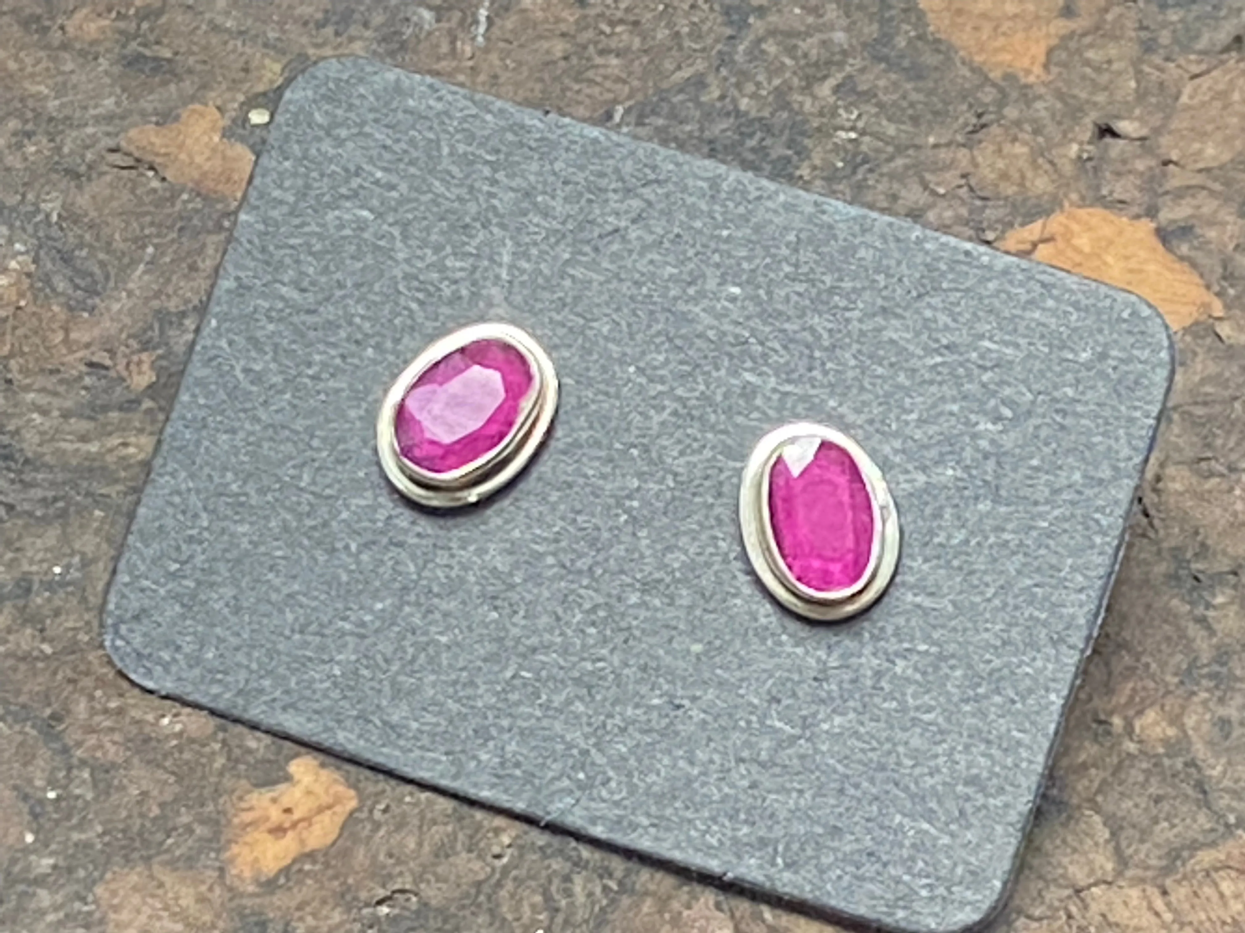 Gemstone Stud Earrings - Ruby, Emerald and Sapphire