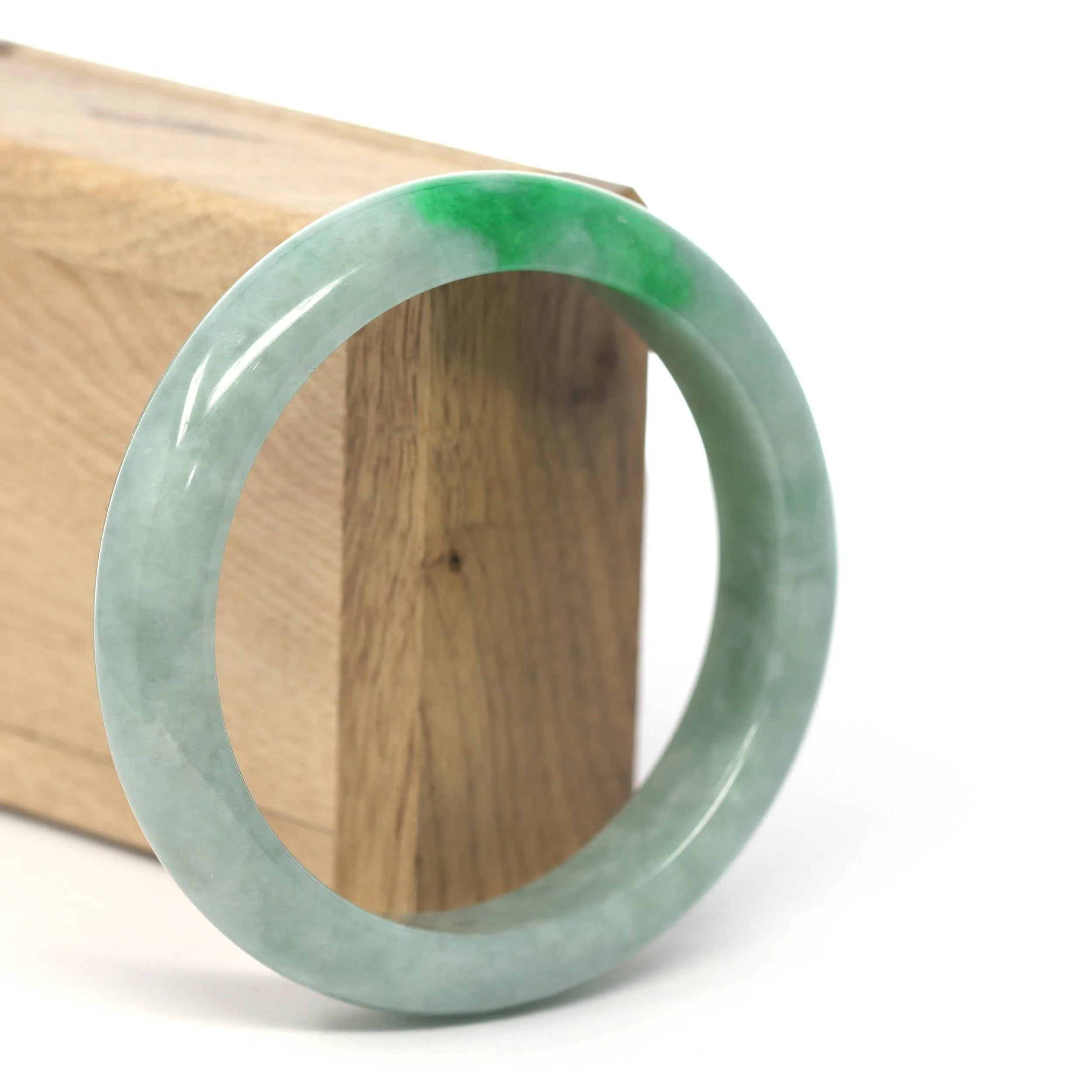 Genuine Burmese Forest Green Jadeite Jade Bangle Bracelet (60.57 mm) #232