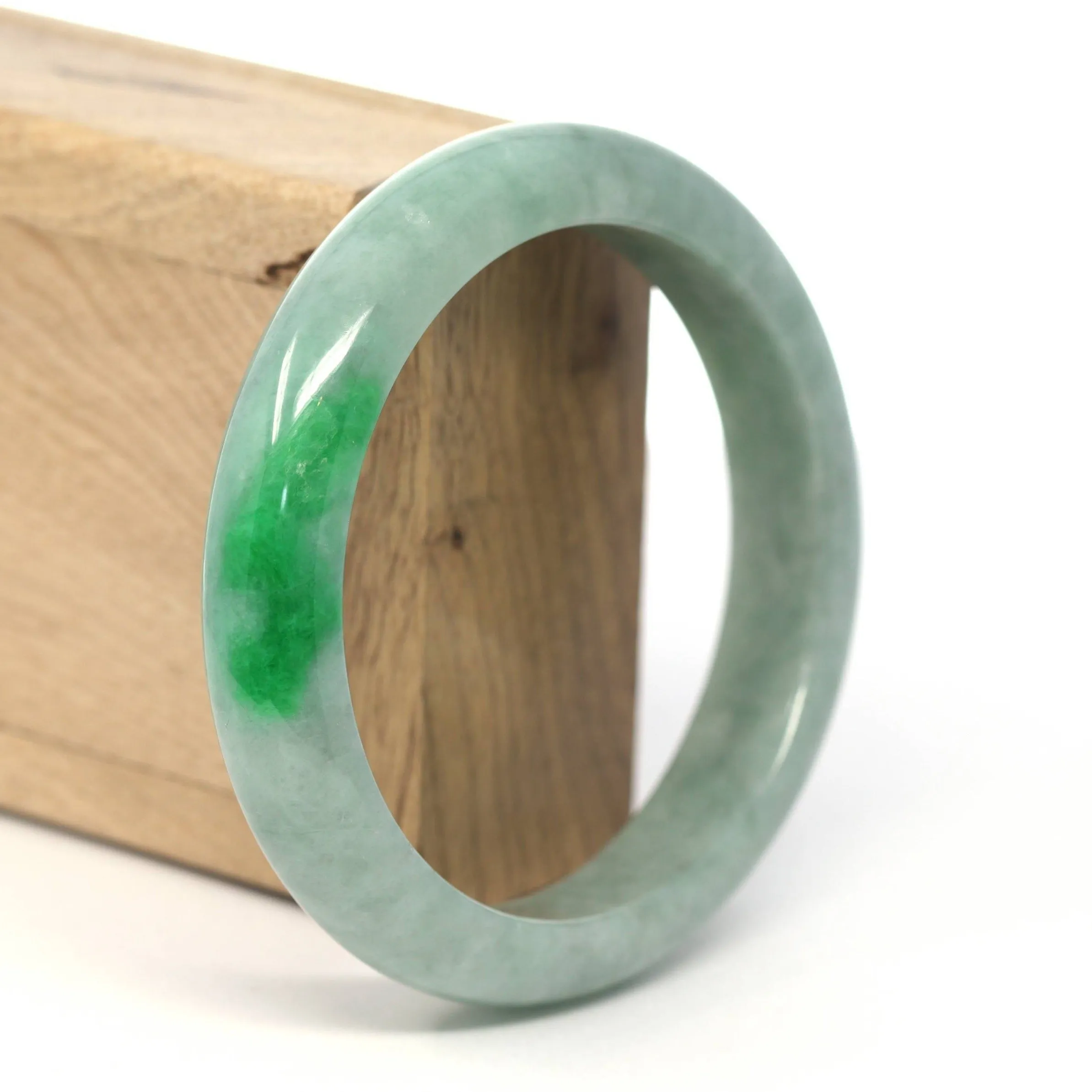 Genuine Burmese Forest Green Jadeite Jade Bangle Bracelet (60.57 mm) #232