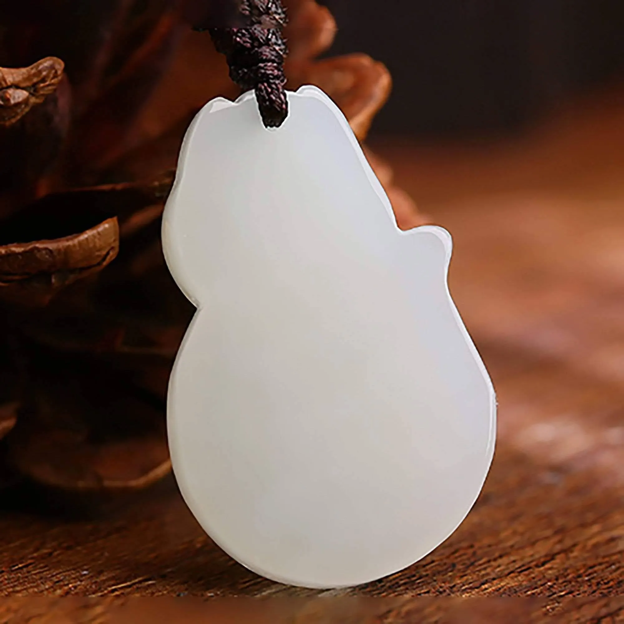 Genuine Nephrite White Jade Cute Fox Pendant Necklace