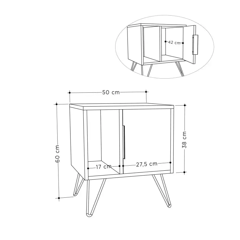 Glynn Modern Bedside Table Width Bedroom Furniture 50.2cm