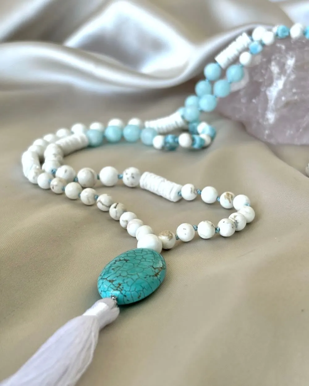 Goddess Gemstone Mala with Turquoise, Larimar, Amazonite and Magnesite beads