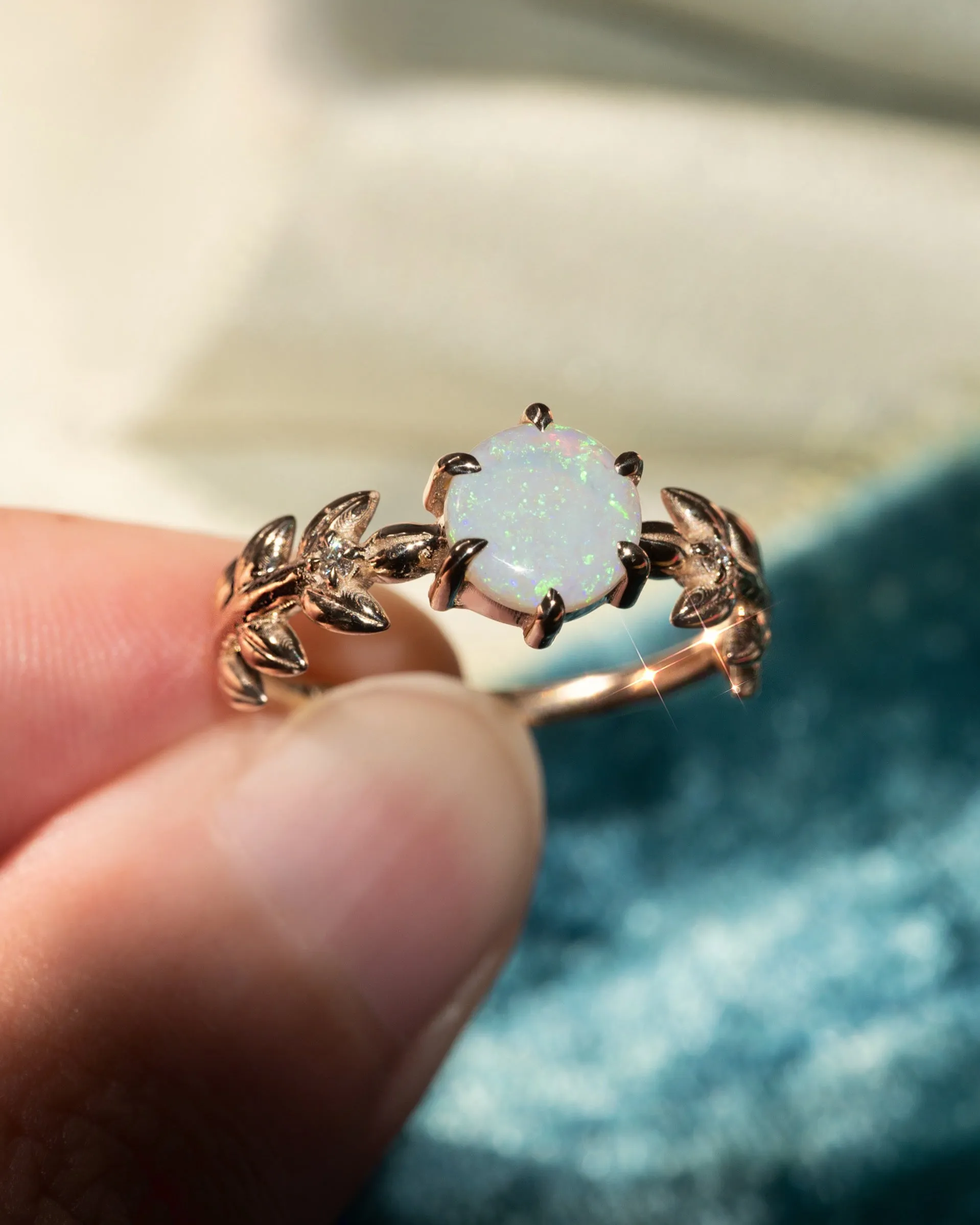 Goddess Opal Leaf Ring