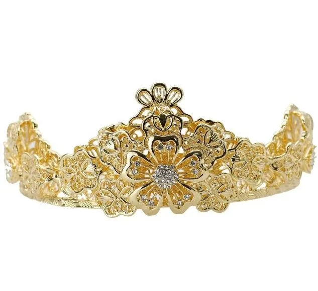 Gold Flower Small Tiaras For Bridal Wedding Crown Headband