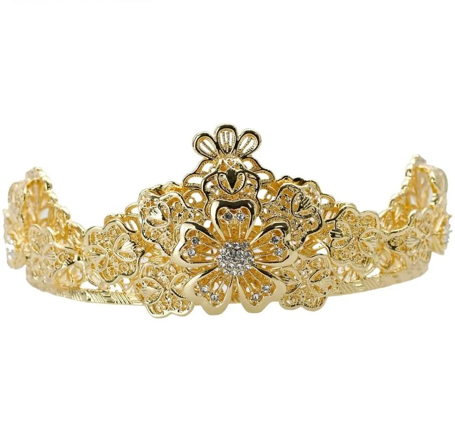 Gold Flower Small Tiaras For Bridal Wedding Crown Headband