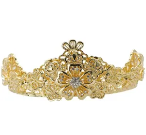 Gold Flower Small Tiaras For Bridal Wedding Crown Headband