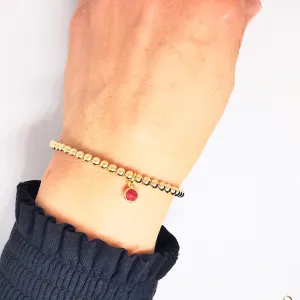 Gold Ruby Bead Bracelet