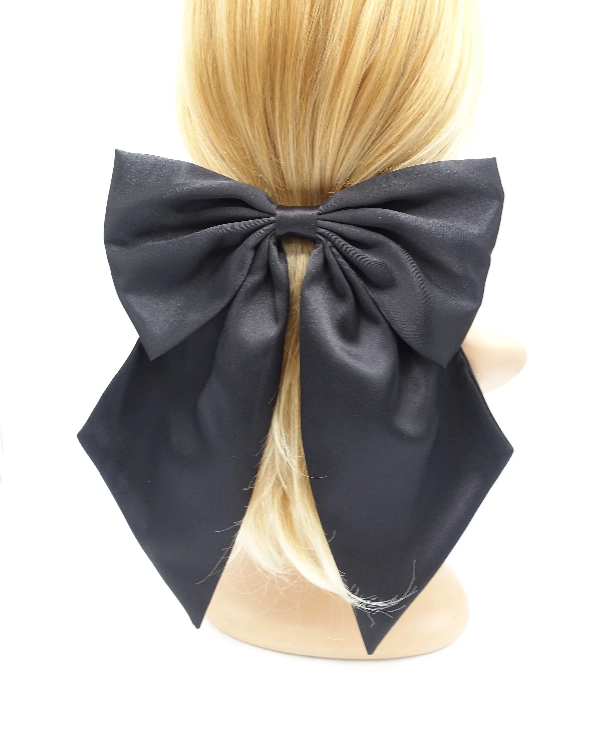 grand satin hair bow edge tail hair accessory for women