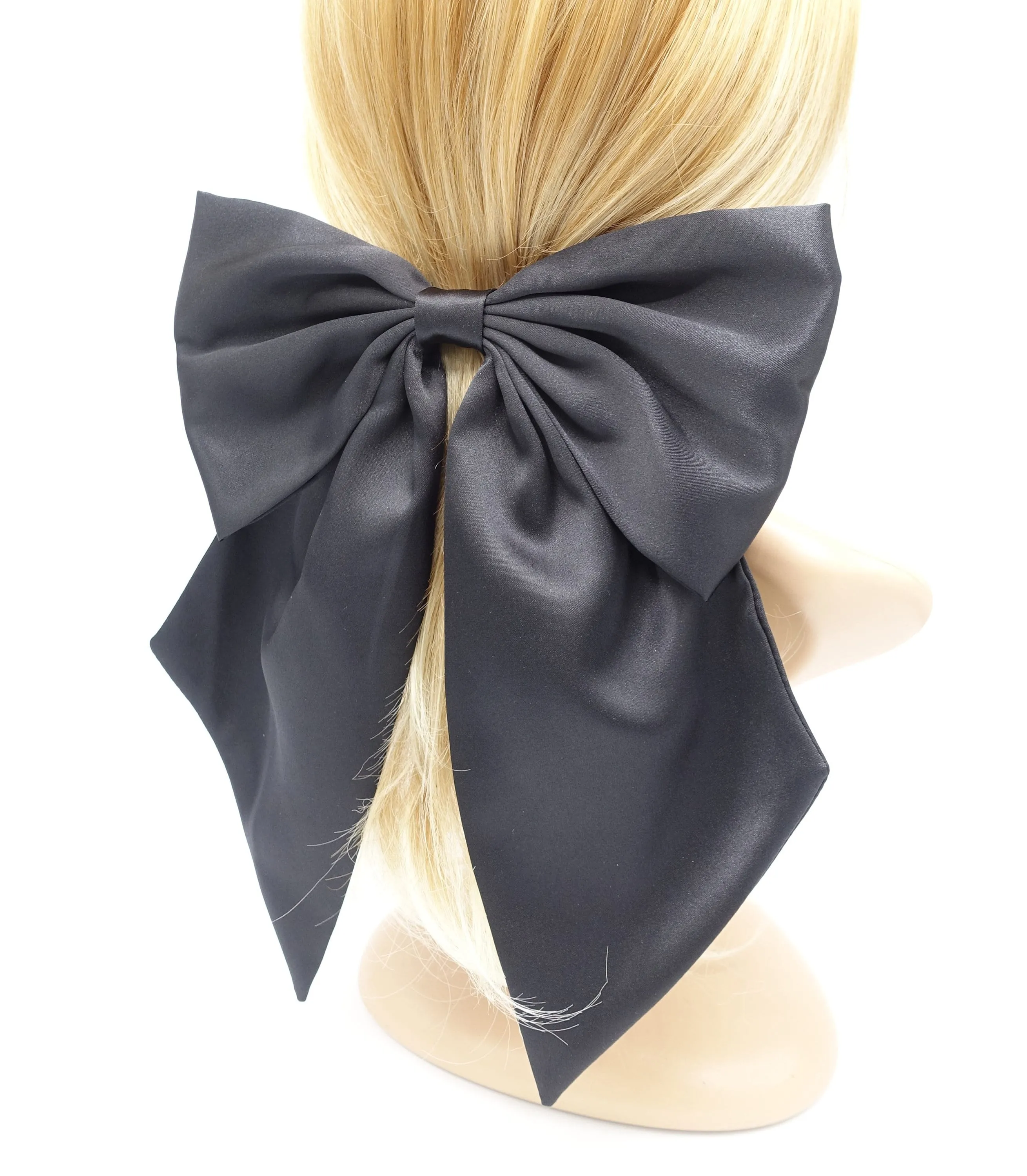 grand satin hair bow edge tail hair accessory for women