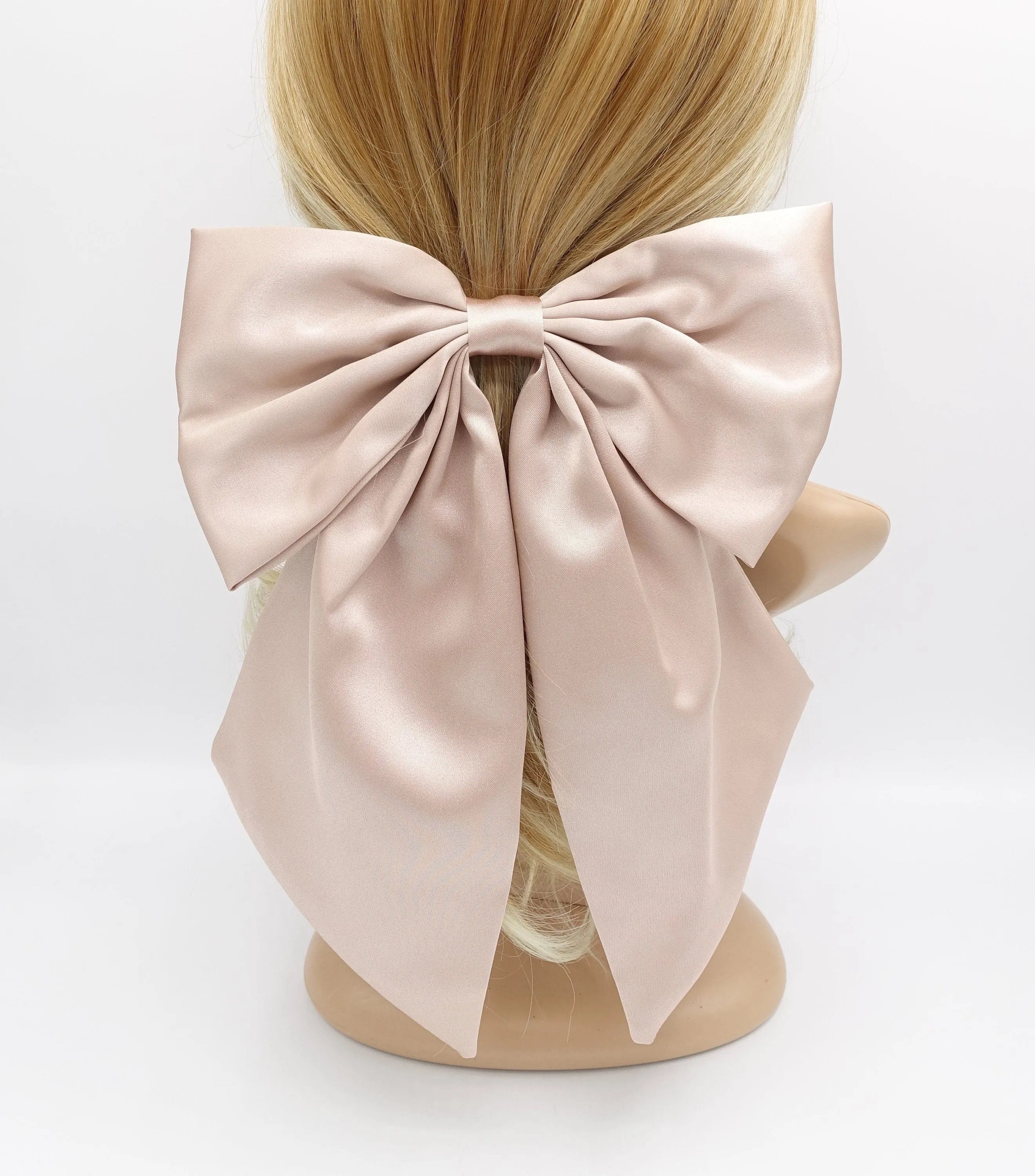 grand satin hair bow edge tail hair accessory for women