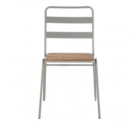 Grey Metal And Elm Wood Chair