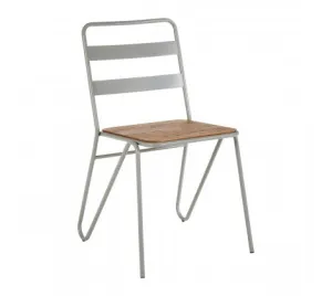 Grey Metal And Elm Wood Chair