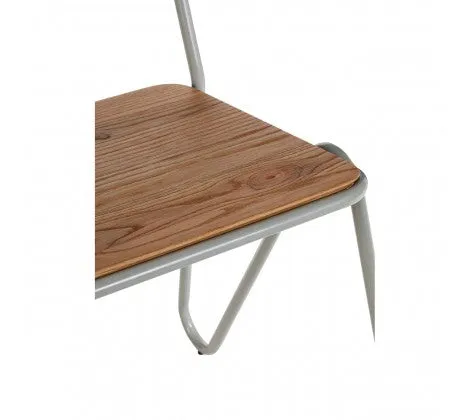 Grey Metal And Elm Wood Chair