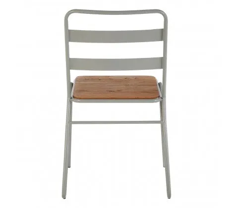 Grey Metal And Elm Wood Chair