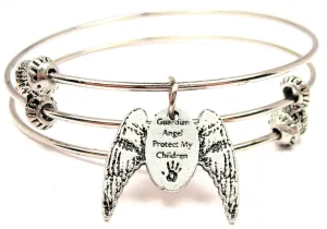 Guardian Angel Protect My Children Triple Style Expandable Bangle Bracelet