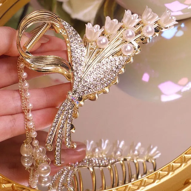 Hair Clip Women Fashion Pearl Tassel Clip Hairpin Hair Accessories