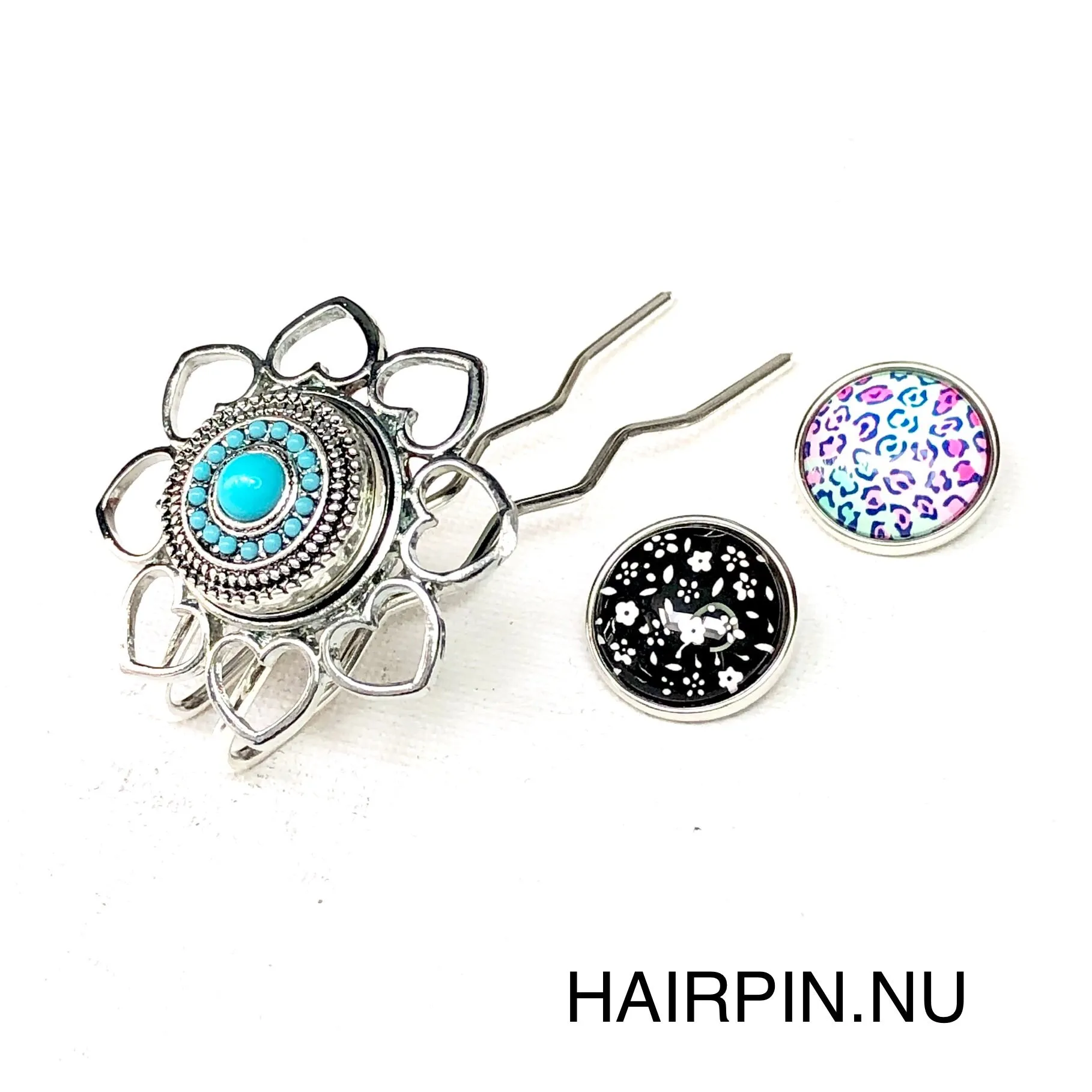 Hairpin Mini Love- HAIRACCESSOIRE - incl. 3 gratis clickbuttons naar keuze