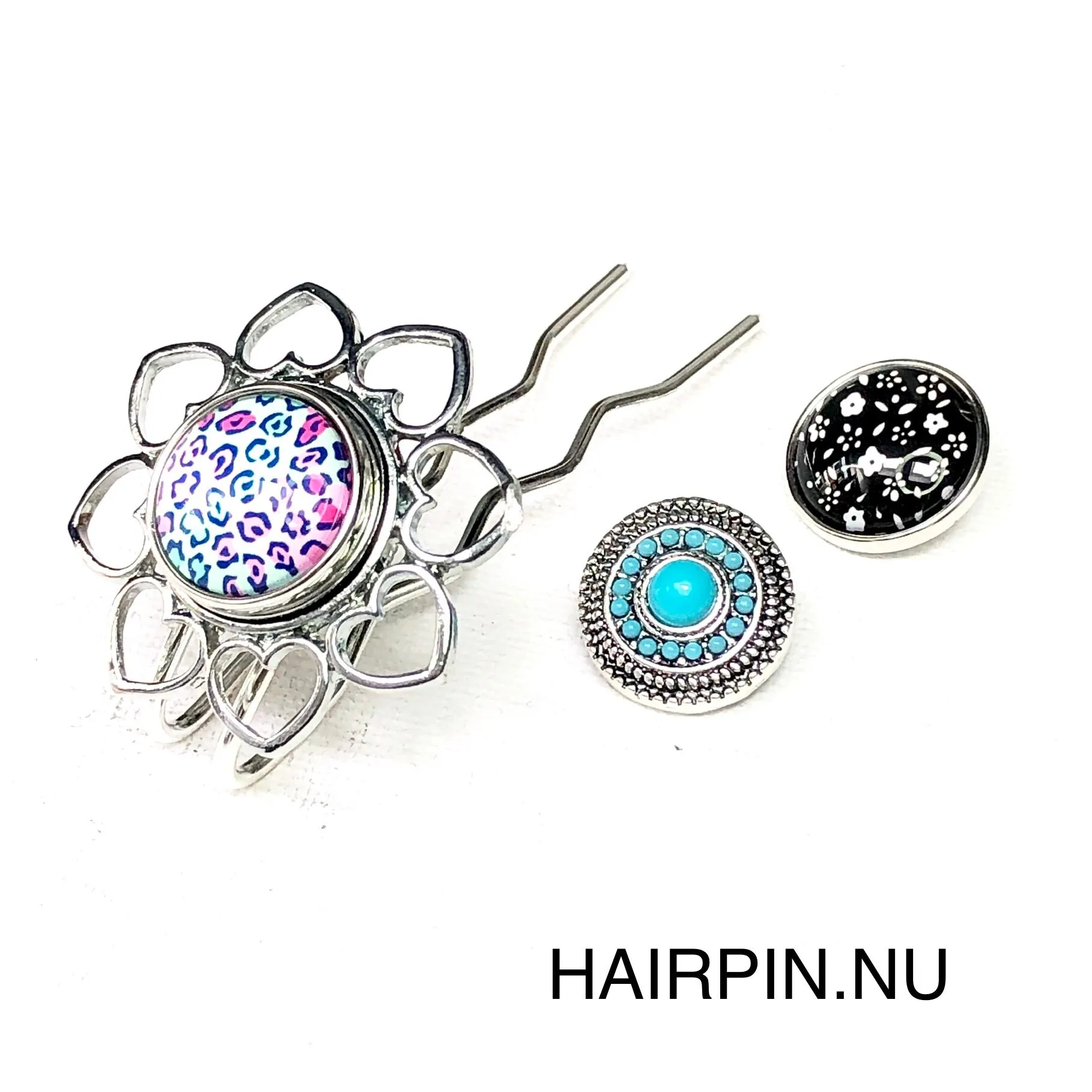 Hairpin Mini Love- HAIRACCESSOIRE - incl. 3 gratis clickbuttons naar keuze