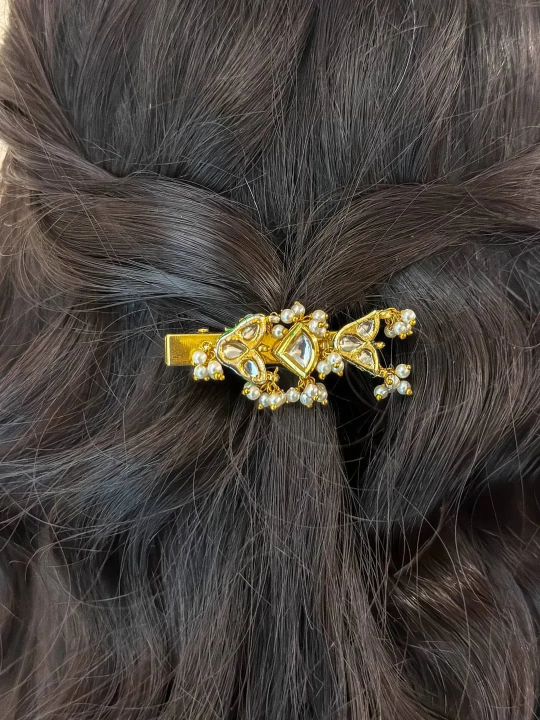 Handmade Triangle Shaped Kundan Studded Hairpin