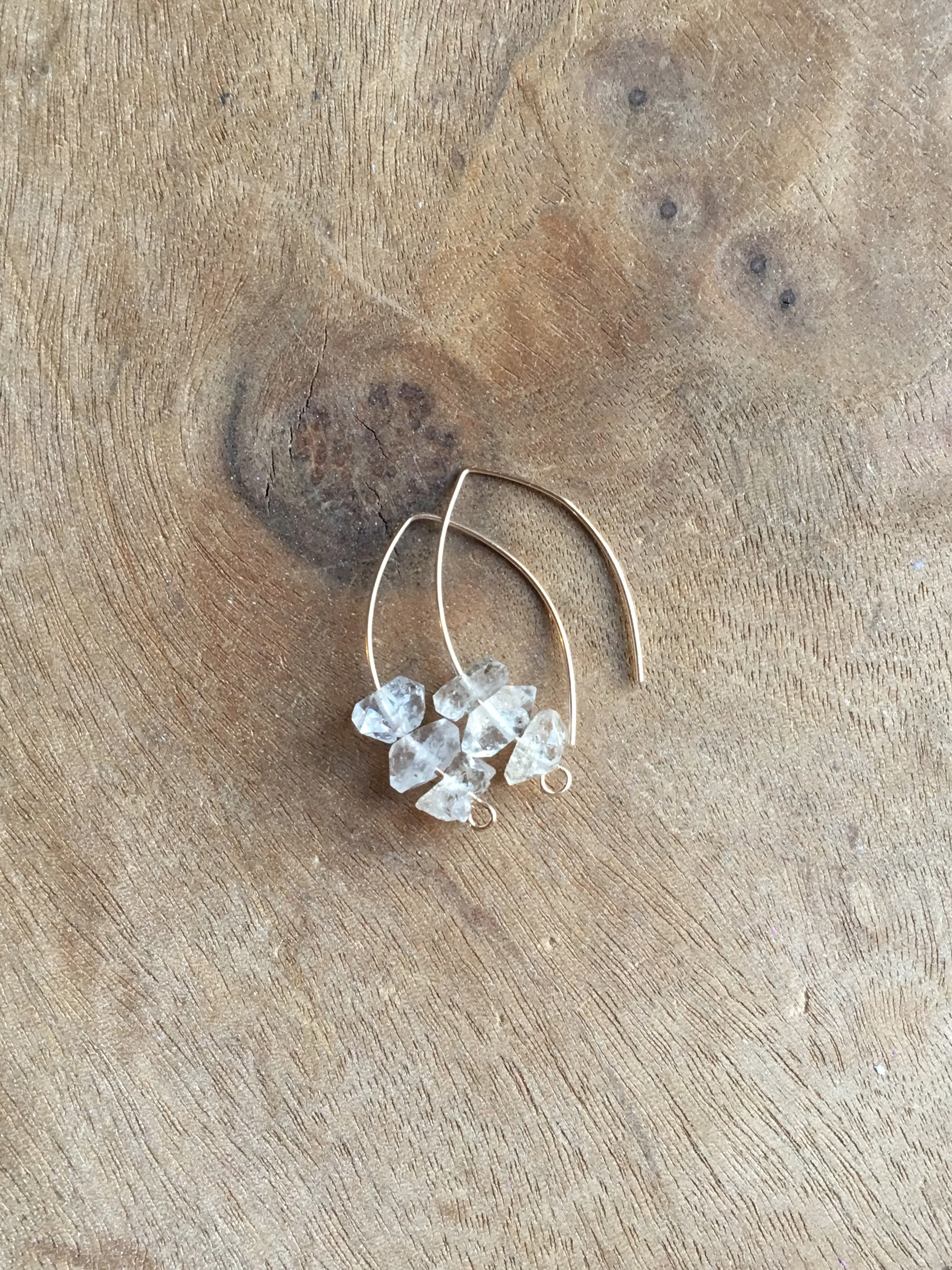 Herkimer Diamond Earrings Raw Crystal April Birthstone Jewelry