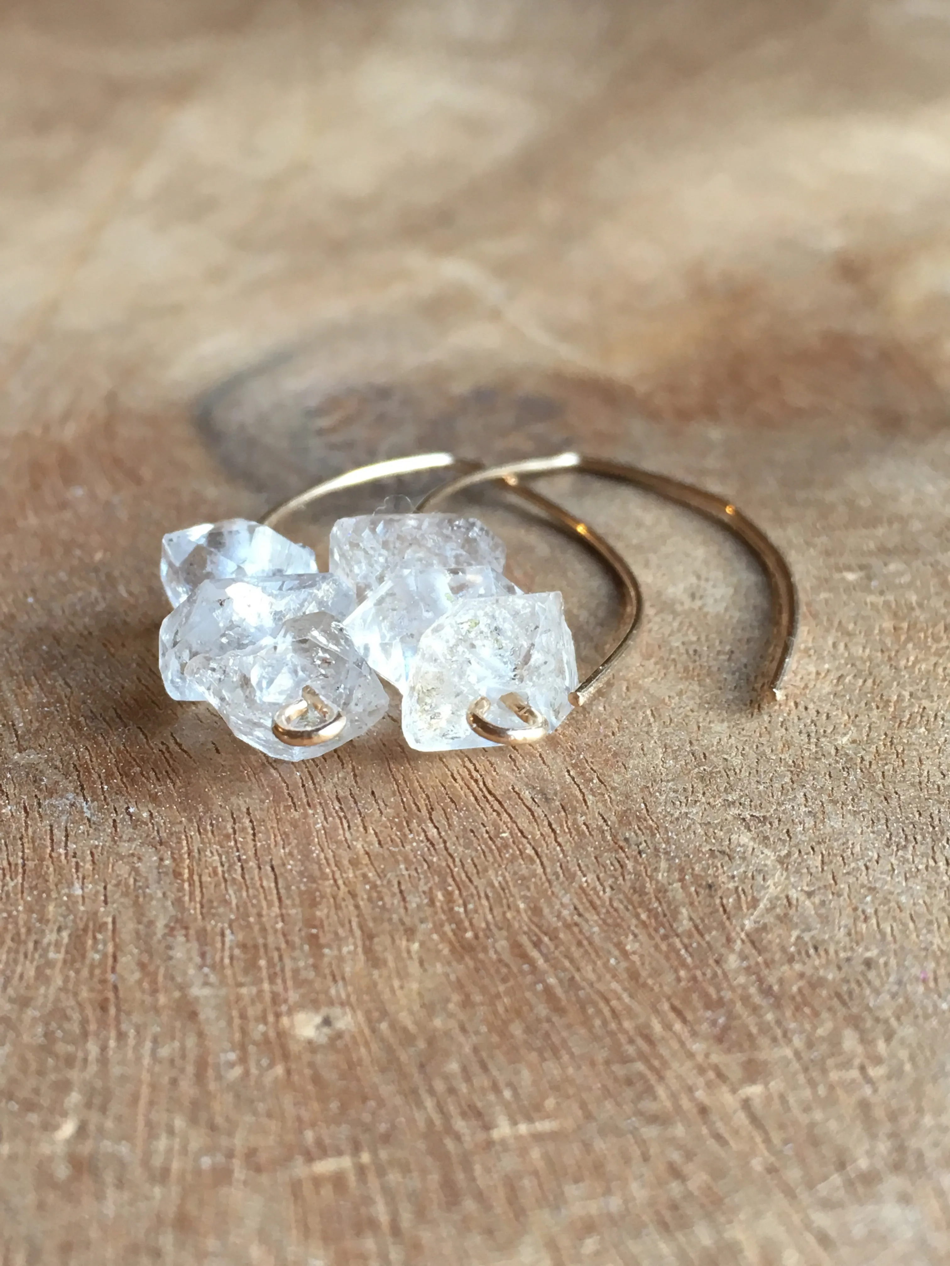 Herkimer Diamond Earrings Raw Crystal April Birthstone Jewelry