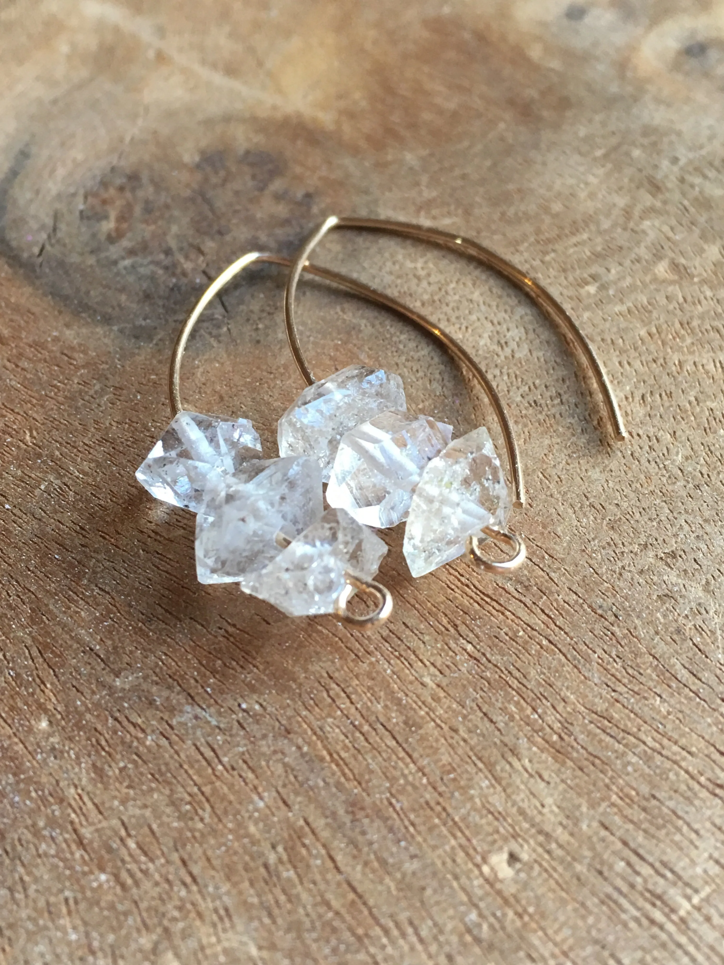 Herkimer Diamond Earrings Raw Crystal April Birthstone Jewelry