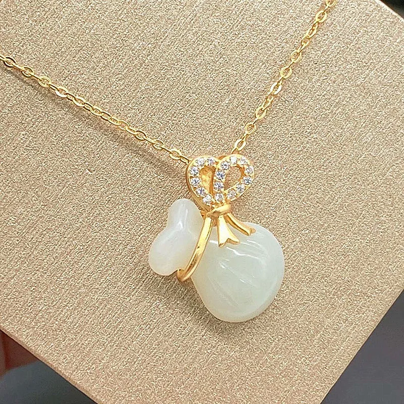 Hetian Jade Lucky Bag Necklace