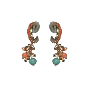 Hoop Earrings with Charm Dangle in "Mythical Dusk" - Rose Gold