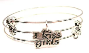 I Kiss Girls Triple Style Expandable Bangle Bracelet