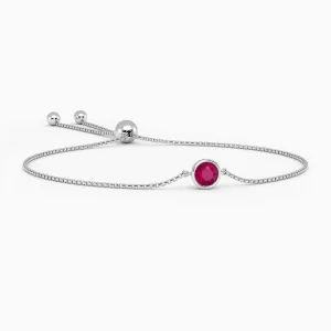 Irosk Bezel Set Round Natural Ruby Bracelet