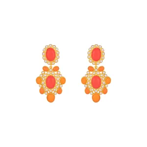 Isola Earrings Orange & Red Coral & Pearls