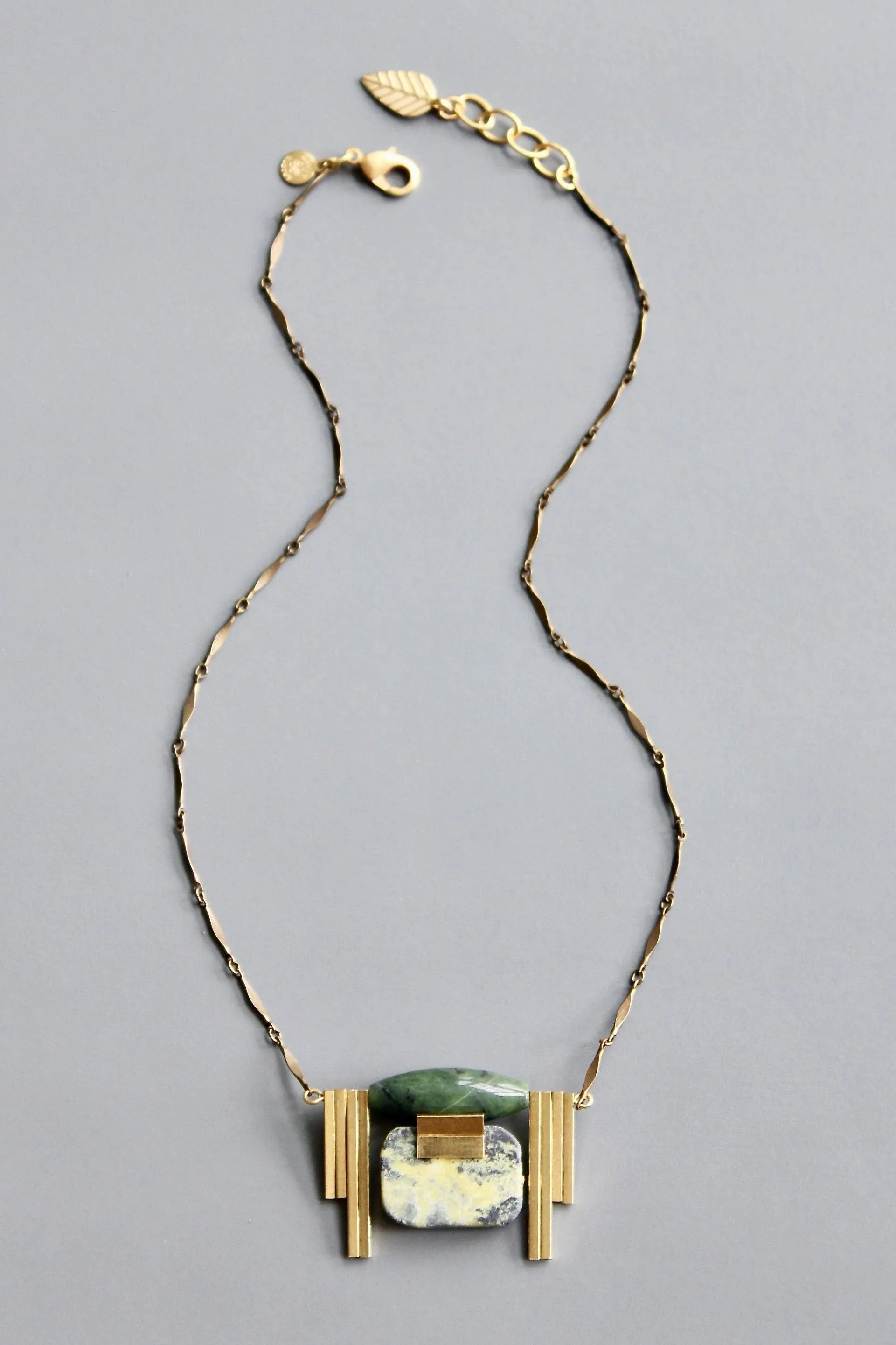 Jade and yellow turquoise Artdeco necklace