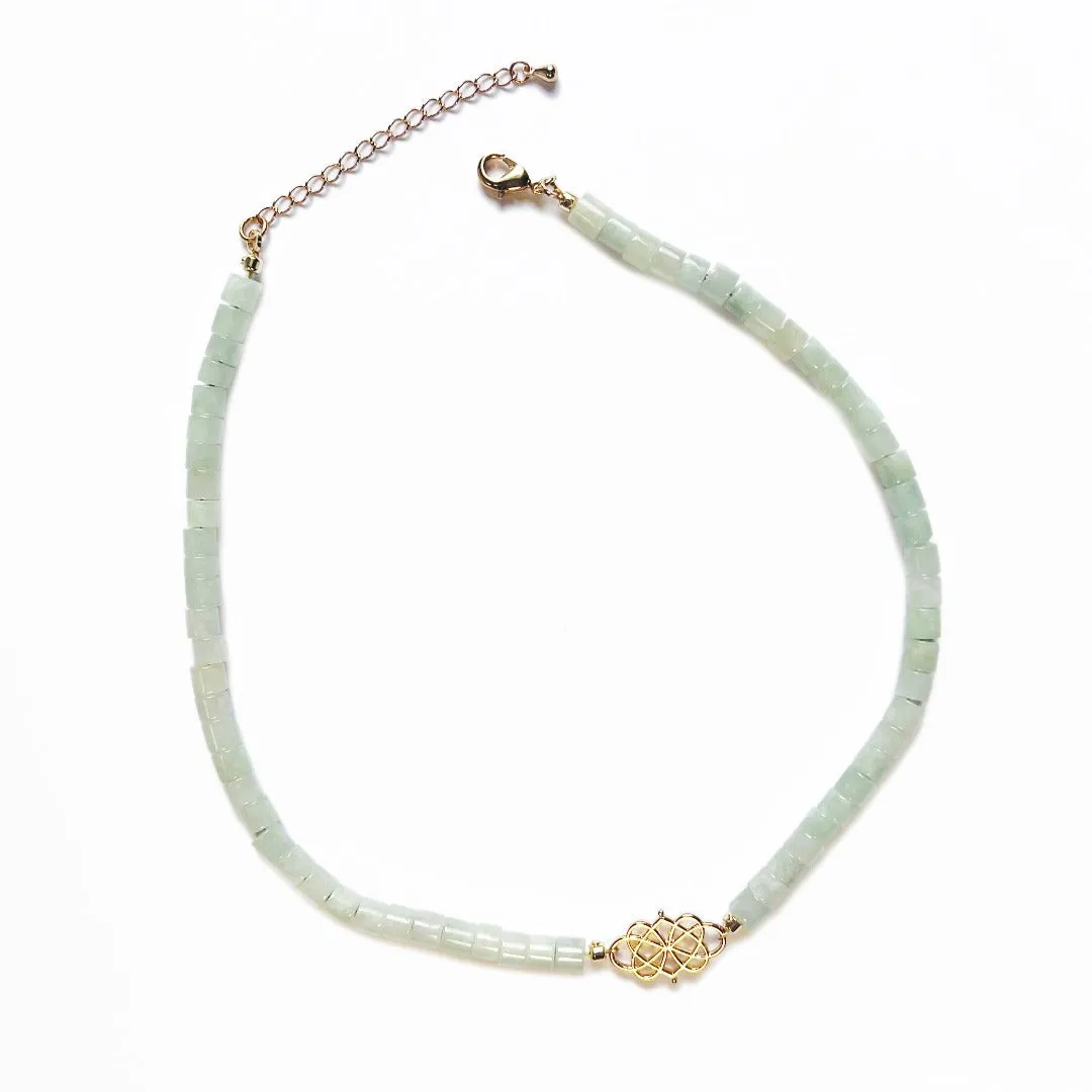 Jade Vine Jadeite choker necklace with lace pendant