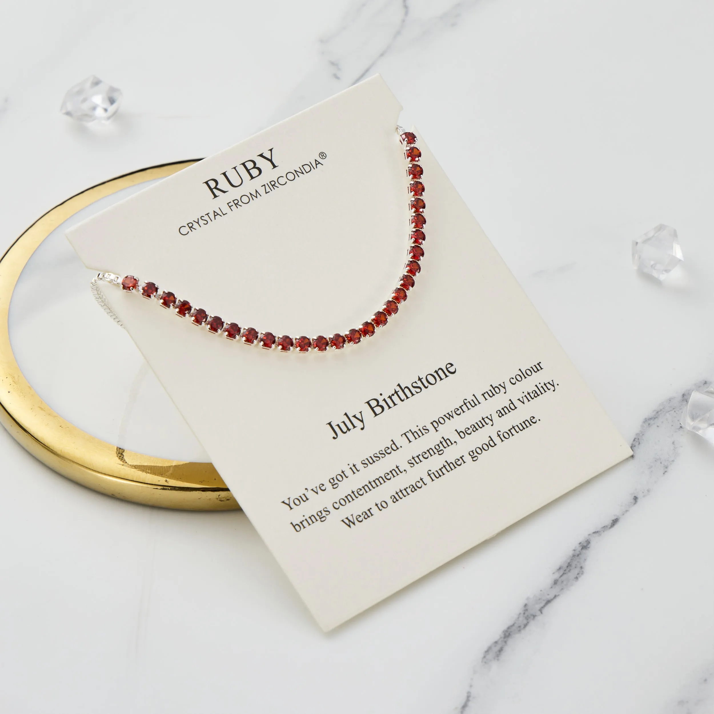 July Birthstone Friendship Bracelet with Ruby Zircondia® Crystals