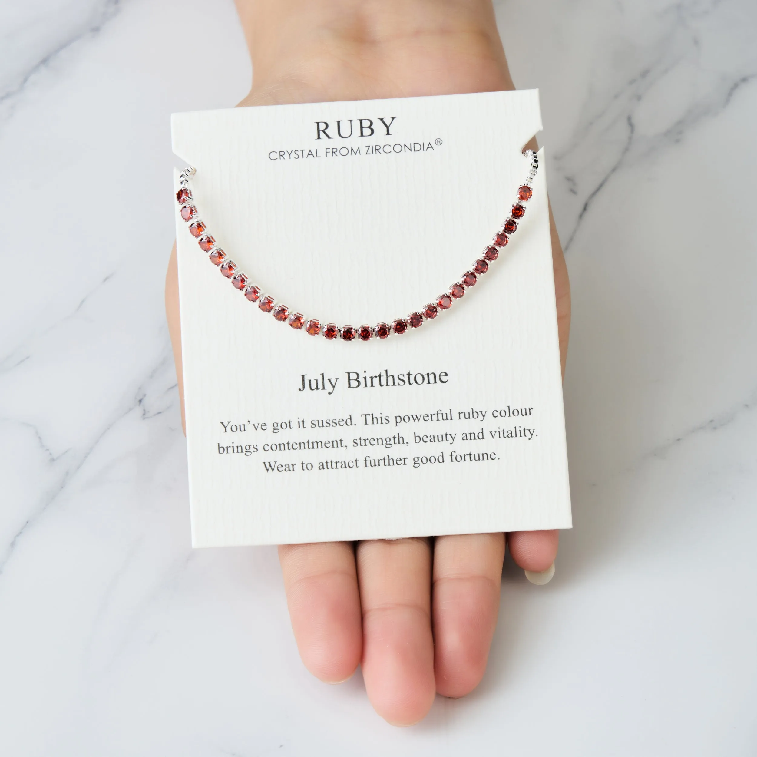 July Birthstone Friendship Bracelet with Ruby Zircondia® Crystals