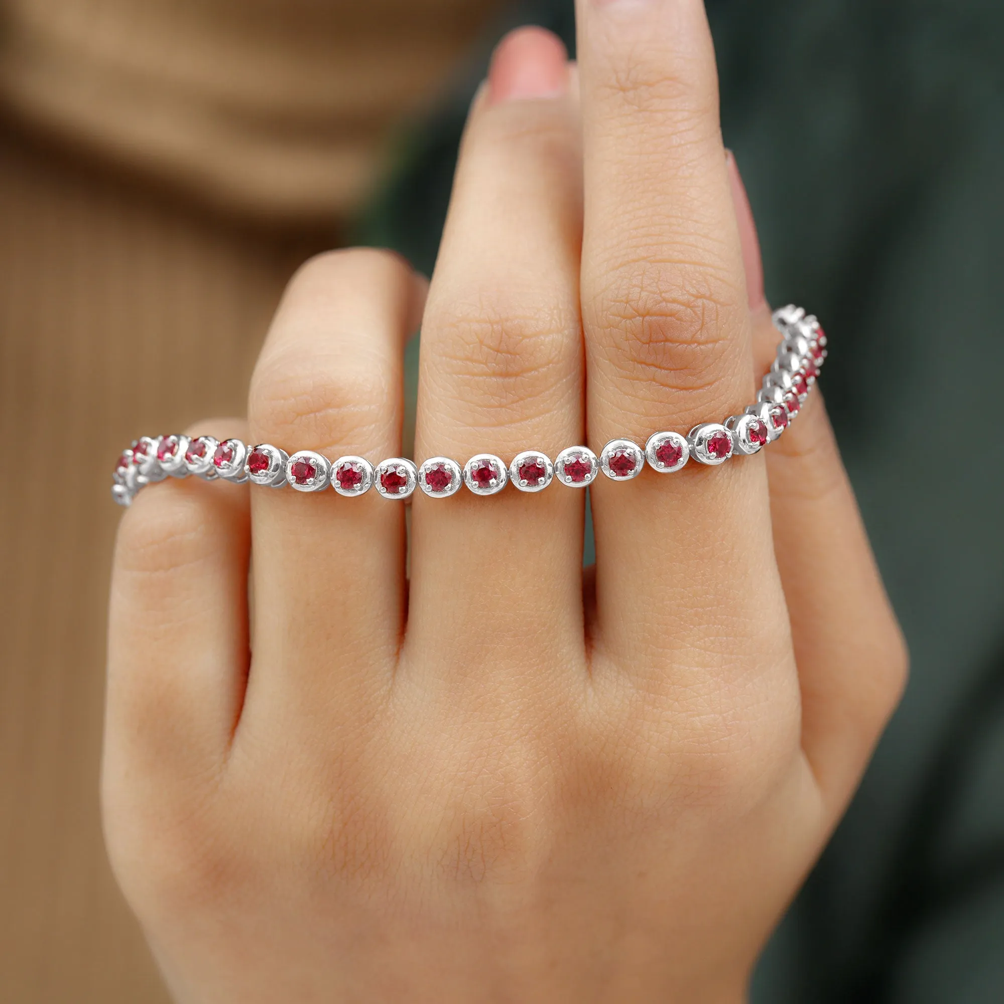 Lab Grown Ruby Classic Tennis Bracelet