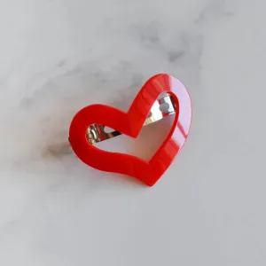 Large Heart Barrette in Red