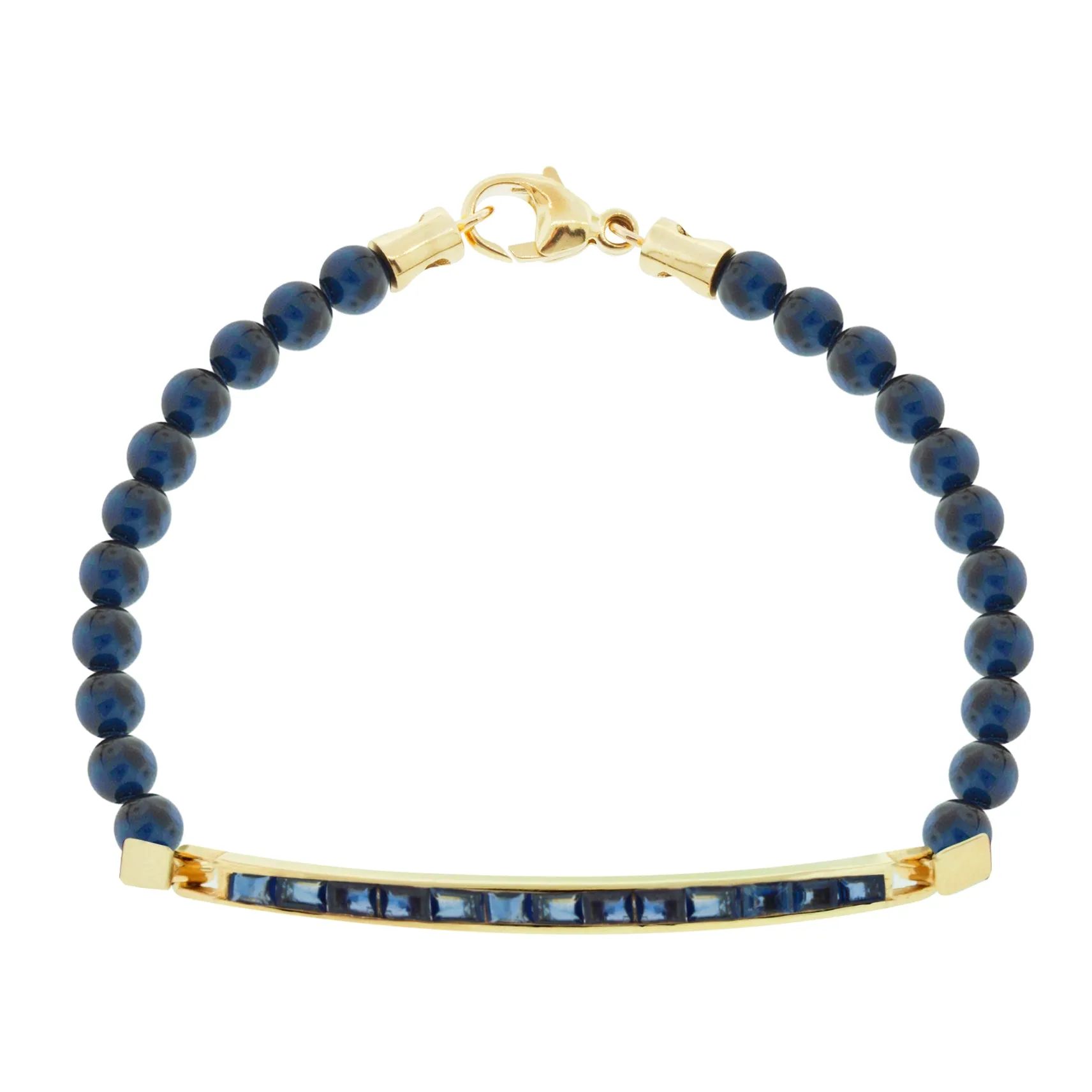 Large ID Bar with Blue Sapphire Baguettes on Lapis Bracelet