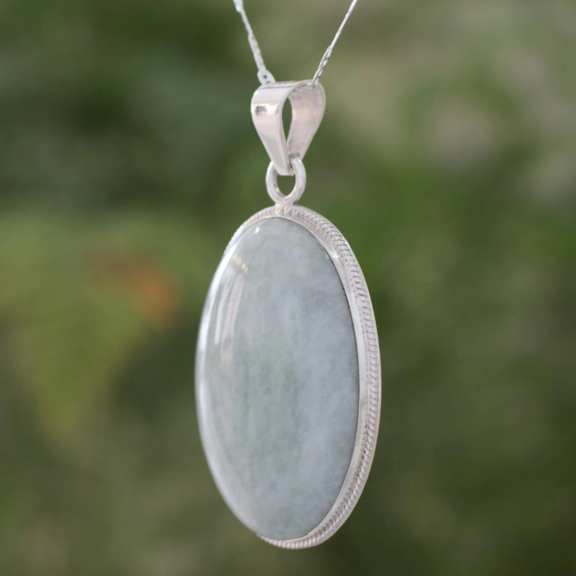 Light Green Mystique Jade Pendant Necklace