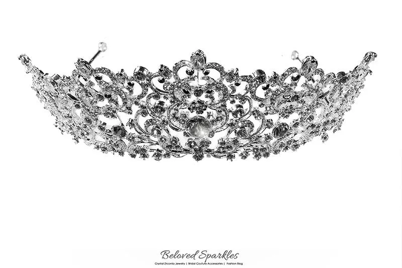 Lorelei Royal Statement Silver Tiara | Swarovski Crystal