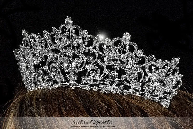 Lorelei Royal Statement Silver Tiara | Swarovski Crystal