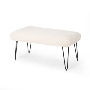 Louise Faux Fur Bench with Hairpin Legs