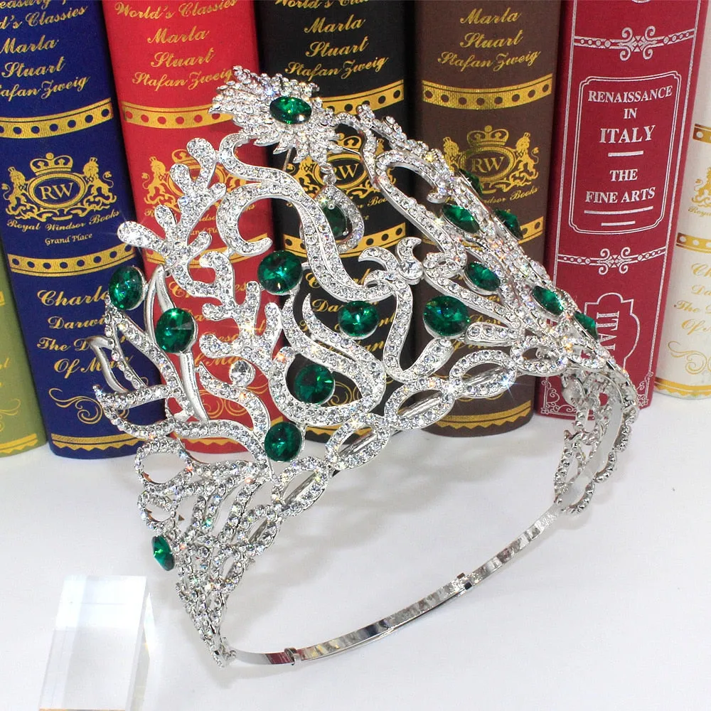 Luxury Miss Universe Big AB Crystal Rhinestone Round Tiaras Princess Pageant Crowns