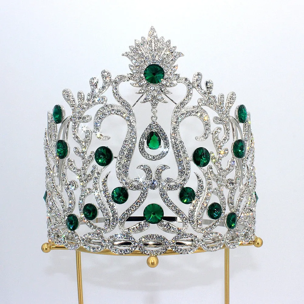 Luxury Miss Universe Big AB Crystal Rhinestone Round Tiaras Princess Pageant Crowns