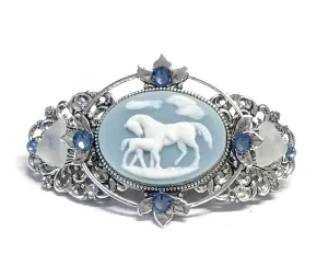 Mare and Foal Arabian Horse Cameo Hair Barrette