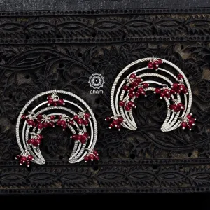 Maroon Rainbow Silver Earring