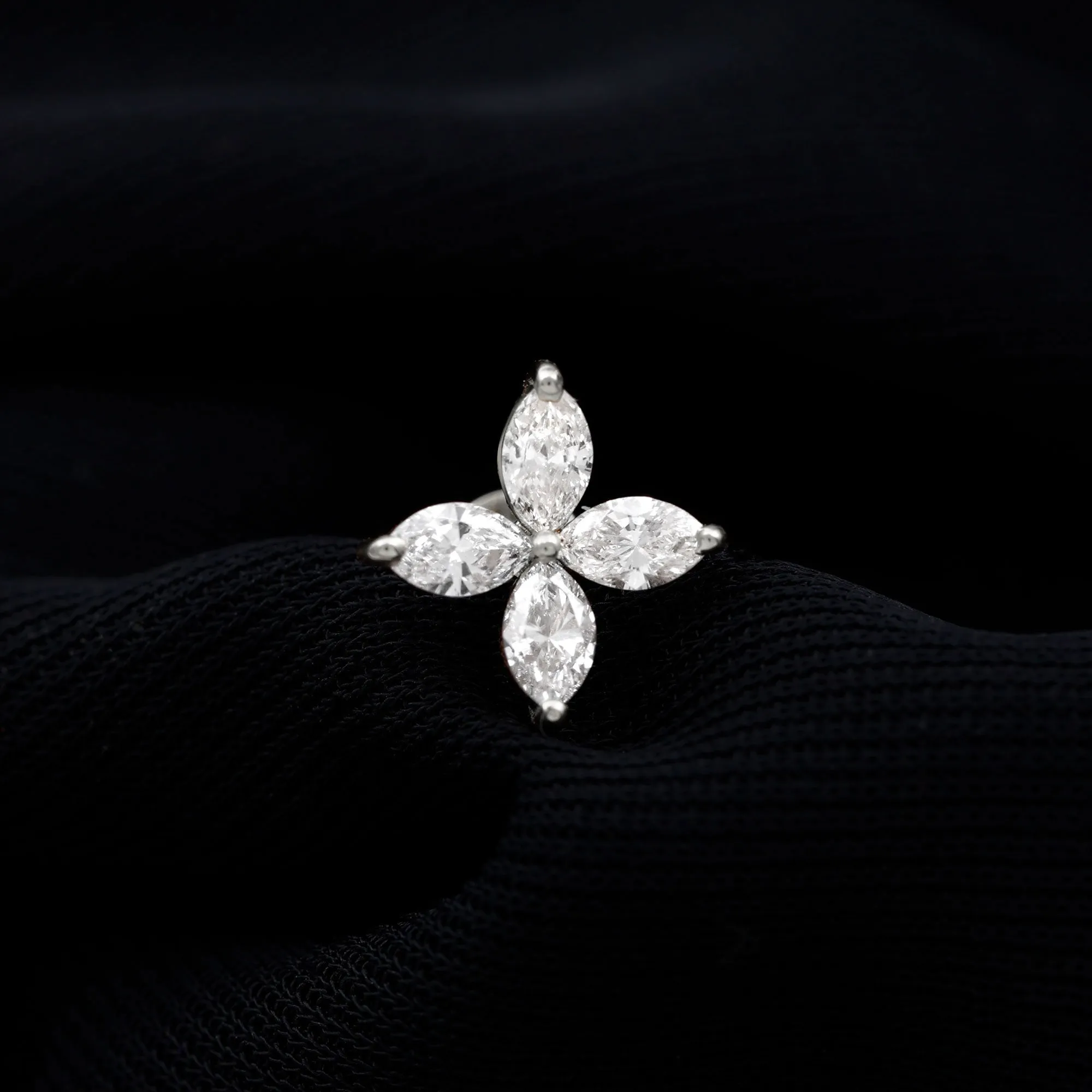 Marquise Four Petal Flower Cartilage Earring