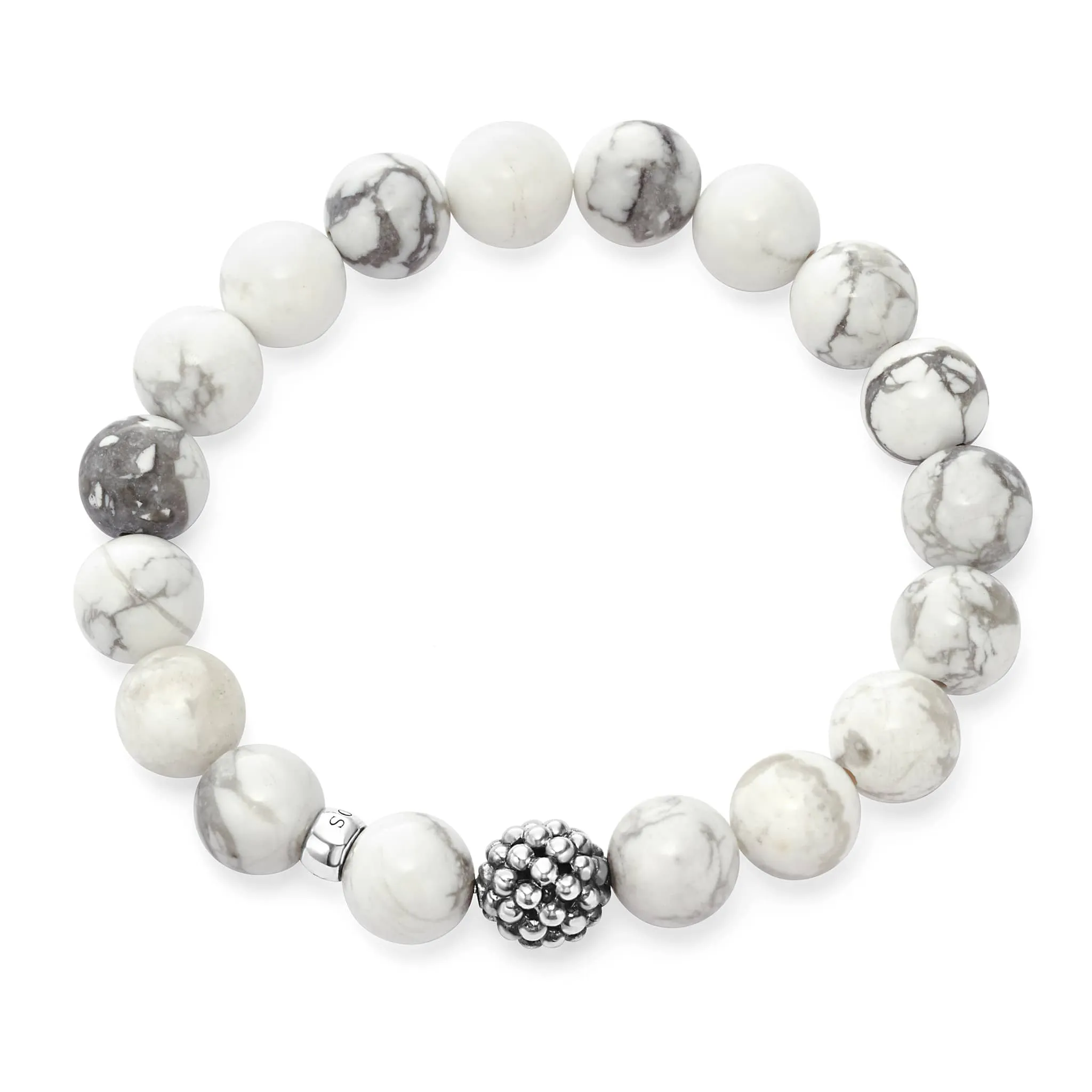 Maya Howlite Silver Station Bead Bracelet