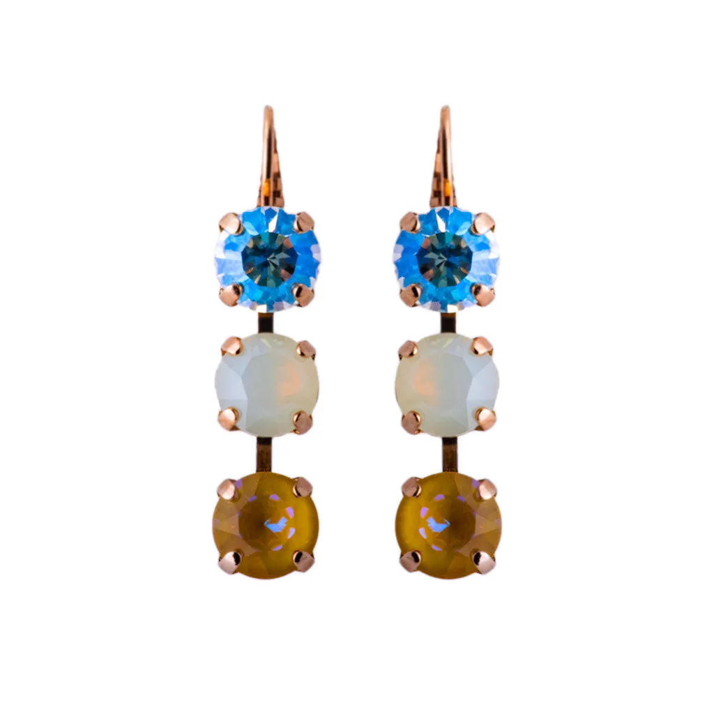 Medium Three Stone Leverback Earrings in "Butter Pecan" *Preorder*