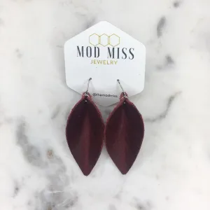 Merlot Leather Petal Earrings